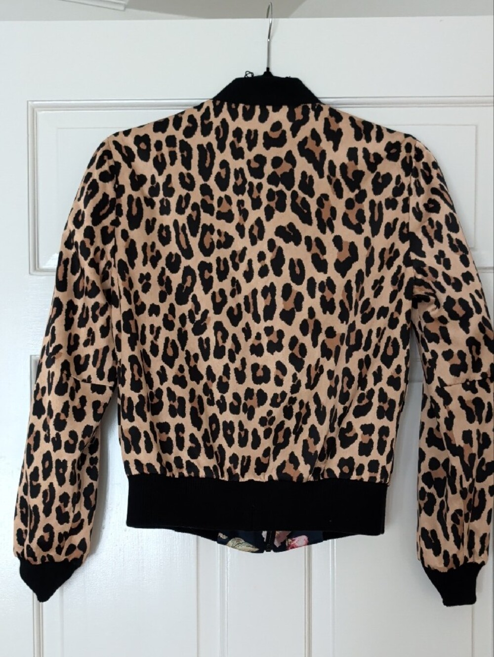 Alice + Olivia Navy Floral Bomber Jacket with Pink and Cream Blossoms - Picture 5 of 5